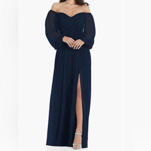 Dressy Collection Convertible Neck Long Sleeve Chiffon Gown
